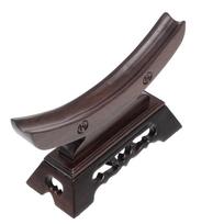 Wooden Sword Rack Ivory Base Buffalo Horn Stand Display Holder Home Accessory Festive Supplies Decorative Bracket Desktop Holder 19.3X11X6cm