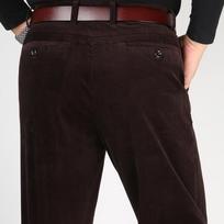 Vyriškos aukštos juosmens elastinės veliūrinės kelnės - Ruduo/Žiema, storos, verslo atsitiktinio stiliaus, laisvo tiesaus kirpimo Size 42, Waist 3'2" black
