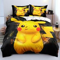 Naujas P-Pokemon patalynės komplektas Animacinis Anime Pikachu spausdinamas antklodės užvalkalas, antklodė, pagalvės užvalkalas Berniukams, mergaitėms, vaikams, suaugusiems Karališkas dovanų rinkinys EU Single(135*200cm)3pcs