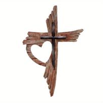 [Medinis kryžius sienų dekoras] Rustic medinis kryžius sienų dekoras Tinka bažnyčiai ar namams - Medinis krikščioniškas religinis ženklas simbolis 11.81 in x 7.87 in