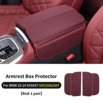 Ice Silk Car Armrest Box Cover Cushion For BMW X5 X6 X7 G05 G06 G07 -2024 Center Console Armrest Protector Pad Accessories Black 1 Pair