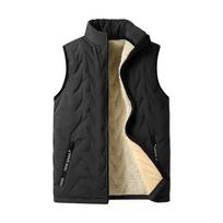Men's and Women's Fleece-Lined Winter Vest - Mid-Aged and Elderly Warm Sleeveless Shawl Outerwear 6XL tamsiai pilka spalva