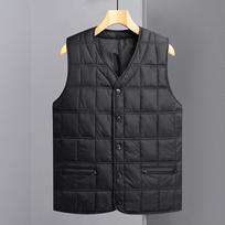 Men's Lightweight Stand-up Collar Down Vest for Autumn/Winter – Plus Size Sleeveless Jacket L juoda
