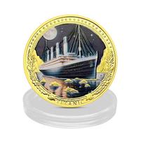 Titanic, shipwreck scene, color, relief, craft commemorative coins, gift selection, ornaments, Romantic Love Commemorative Coin