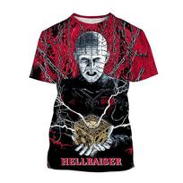 Vasaros Hellraiser Siaubo Filmas 3D Spausdinti Marškinėliai Streetwear Vyriški Laisvalaikio Perdyddelio Kaklo Trumpomis Rankovėmis Marškinėliai Marškinėliai Viršutiniai Drabužiai S