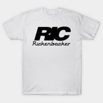 Men Black Print T-shirt Rickenbacker No-Cut Transfer Paper Print Cotton Tshirt L balta