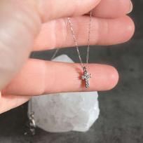 Mini grandinėlė, nerūdijančio plieno, su cirkonių akučių kryželiu