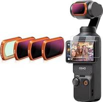 "Osmo Pocket 3" magnetinių ND filtrų rinkinys ir juodas difuzinis 1/4 filtras, skirtas "DJI Osmo Pocket 3/Xtra Muse" fotoaparatų priedams - 4 pakuotės (juodas rūko filtras, ND16, ND64, ND256)