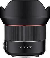 "Rokinon AF 14mm F2.8" oro sąlygų veikiamas automatinio fokusavimo plačiakampis objektyvas "Canon EF", juodas (IO14AF-C)