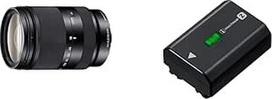 "Sony SEL-18200LE" priartinantis objektyvas (18-200 mm, F3.5-6.3, OSS, APS-C, tinka A6700, A6600, A6400, A6100, ZVE10, E-Mount), juodas ir NPFZ100.CE Z serijos įkraunamas akumuliatorius - juodas