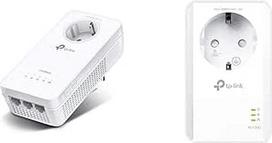 "TP-Link" WLAN Powerline adapteris TL-WPA8631P (dviejų dažnių WLAN 1200Mbit/s, AV1300 Powerline) baltas ir TL-PA7017 P AV1000 Gigabit Powerline adapteris su lizdu (1x Gigabit prievadas, Plug and Play) baltas