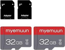2 x 32GB "Micro SD" kortelė C10 High Speed su adapteriu išmaniesiems telefonams, planšetiniams kompiuteriams, žaidimų konsolėms, apsaugos kameroms ir vaizdo kameroms (2 x 32GB)