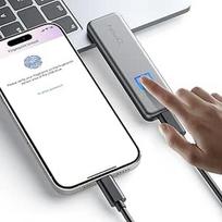 512GB talpos nešiojamasis SSD diskas USB-C įrenginiams (su nemokama programėle) Atsarginė kopija ir šifravimas pirštų atspaudais Išorinis kietasis diskas iPhone 15/16 Android iPad Mac Win PC Laptop (žaibas)