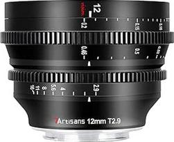 7artisans APS-C itin plataus kampo kino objektyvas 12mmT2.9 Didelės diafragmos rankinis fiksuotas fokusavimas su mažais iškraipymais Suderinamas su "Sigma FP", "Panasonic S1 S1H S5", "Leica SL SL2 L-Mount", juodas