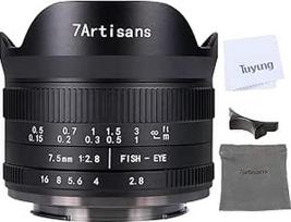 7artisans 7,5 mm f2,8 APS-C rankinis "Fisheye" objektyvas "Fujifilm" fotoaparatams su apsauginiu objektyvo dangteliu - juodas