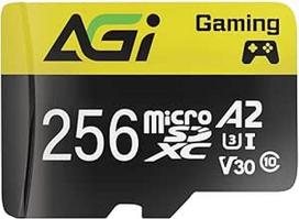 AGI TF138 Micro SD kortelė 256GB atminties kortelė su adapteriu, MicroSDXC, UHS-I, A2, U3, V30, skaitymo greitis iki 98MB/s, skirta dronams / prietaisų kameroms / fotoaparatams / telefonams / perjungikliams / kompiuteriams / planšetiniams kompiuteriams