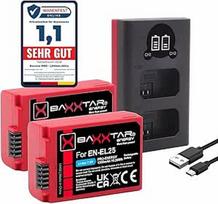 Baxxtar Pro 2 x EN-EL25 akumuliatorius 1350 mAh (V1 apsauginis korpusas NTC jutiklis) su įkrovikliu LCD Dual (USB-C/MicroUSB) Suderinamas su Nikon EN-EL25a Z30 Z50 Z50II ZFC Z FC 30 50 50 50II EN EL25 EL25a ENEL25