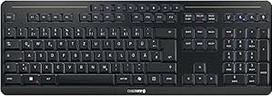 CHERRY Stream Keyboard Ultimate belaidė kelių įrenginių klaviatūra iki 4 įrenginių, vokiškas išdėstymas (QWERTZ), "Bluetooth", 2,4 GHz ir laidas, apšviesta, juoda