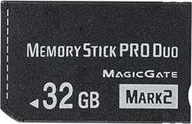 Didelės spartos 32GB "Memeory Stick Pro Duo" (Mark2) PSP atminties kortelė, suderinama su PSP1000 2000 3000 fotoaparato atminties kortele