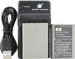 DSTE BLN-1 ličio jonų akumuliatorius (2 vnt.) ir Micro USB įkroviklis, tinkantis Olympus E-M1 E-M5