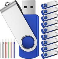 FEBNISCTE USB atmintinės 16GB, 10 atminties lazdelių pakuotė Sulankstoma 16GB atmintinė, 10 atmintinių duomenų saugykla - mėlyna "Pendrive Swivel" USB atmintinė su virve, skirta dovanoms