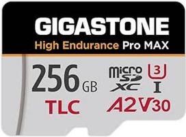 GIGASTONE 256GB Micro SD kortelė, didelės ištvermės "Pro MAX" serijos iki 160MB/s spartos, suderinama su "Redtiger Rove VIOFO VANTRUE PRUVEEO Dash Cam", MicroSDXC UHS-I A2 V30 U3