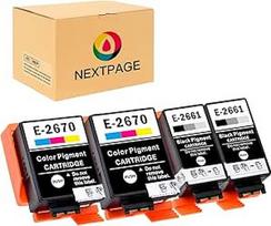 Kitas puslapis Suderinamos su Epson T2661 T2670 T-2661 T-2670 rašalo kasetės, skirtos Epson WF-100W WF-110W Workforce spausdintuvui (2 juodos, 2 spalvų), skirtos nuvalyti ir vandeniui atsparų pigmentinį rašalą