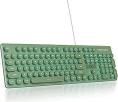 Laidinė žaidimų klaviatūra rašomoji mašinėlė, 104 klavišai su membraniniu LED apšvietimu, amerikietiško išdėstymo QWERTY su apvaliais klavišais, skirta kompiuteriui/PC/Laptop/Windows (tamsiai žalia)