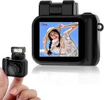 Mikro skaitmeninio fotoaparato nykščio fotoaparatas su blykste, retro kompaktiškas 1080P fotografijos vaizdo kamera Vlogging įrašymui kelionių gyvenime berniukams, mergaitėms, studentams (su