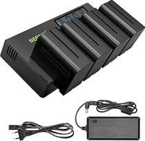NEEWER 4er Pack 7,4V 6600mAh NP-F970 Ersatzbatterien mit 4 Kanaligem Ladegerät und Netzteil, kompatibel mit NP-F550/750/770/970 FM500H QM71D QM91D, Feldmonitor, Videoleuchte