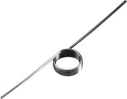 Nerūdijančio plieno sukimo spyruoklės vielos skersmuo 0,8 mm, išorinis skersmuo 8 mm, mechaninės sukimo spyruoklės, pagamintos iš spyruoklinio plieno, (0,8 x 8 mm-2 apsisukimai - 180°)