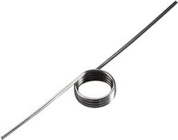 Nerūdijančio plieno sukimo spyruoklė, vielos skersmuo 1,4 mm, išorinis skersmuo 7,5 mm, mechaninės sukimo spyruoklės iš spyruoklinio plieno, (1,4 x 7,5 mm - 9 apsisukimų - 180°)