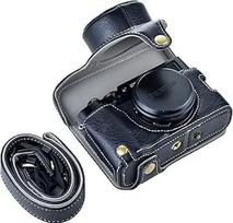 Rieibi X100V Retro Leather Case for Fujifilm X100V Digital Camera with Carry Strap and Handle Bag, juodas, Fotoaparato dėklas