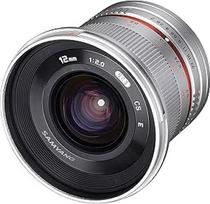 Samyang SY12M-FX-SIL 12mm F2.0 itin plataus kampo objektyvas Fujifilm X-Mount fotoaparatams, sidabrinės spalvos