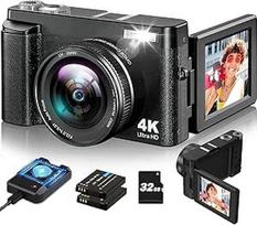 Skaitmeninis fotoaparatas 4K fotokamera su 32GB kortele Fotoaparatas 48MP kompaktiškas fotoaparatas su 3 colių 180° apverčiamu ekranu Skaitmeninis fotoaparatas Selfie automatinio fokusavimo blykstės šviesa Vlogging fotoaparatas Įėjimo fotoaparatas