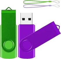 USB atmintinė 128GB, 2 vnt., ABLAZE spalvota gradientinė atmintinė "Memory Stick Rotate Metal Colourful Memory Stick High Speed USB 2.0 Flash Drive (žalia/violetinė)