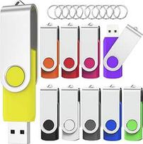 USB atmintinė 2GB, 10 vnt., 2.0 atminties lazdelių, pasukama duomenų saugykla Metalinės atminties lazdelės Flash Drive USB lazdelės, 10 vnt. (10 spalvų)