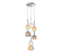 Liustras ant laido MUSCAT 7xE14/40W/230V dūminis/auksinis/skaidrus