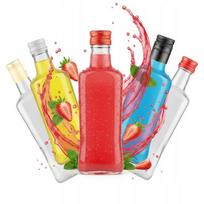50x Stiklinės buteliukai Diva 200ml su dangteliais