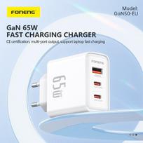 Foneng GaN50-EU A+C+C 3-Port GaN įkroviklis 65W