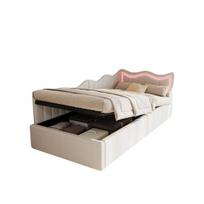 Vaikiška viengulė lova, pripučiama sofa-lova, balta, meškiuko vilnos audinys, 90 x 200 cm