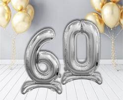 Folijos numerio balionai, rinkinys "60" (spalva: sidabras) 5056