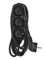 EMOS 1902230501 power extension, 5 m, 3 AC outlets, indoor, black