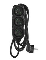EMOS 1902230301 power extension, 3 m, 3 AC outlets, indoor, black