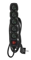 EMOS 1902350301 power extension, 3 m, 5 AC outlets, indoor, black