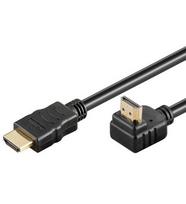 PremiumCord HDMI+Ethernet, M/M 90, 2m HDMI cable, HDMI Type A (Standard), Black