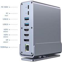 Gembird A-CF-COMBO15-01 USB Type-CF 15-in-1 multi-port adapter (USB hub AF-ports v.2x2 + v.3x3, Type-CF + HDMIx2 + DisplayPort + PD + card reader + GigaLAN + 3.5 mm audio), grey A-CF-COMBO15-01
