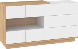 Hybrid HYB-10 komoda 3SW – Kremonos ąžuolas / balta aukšto blizgesio