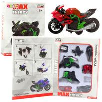 Surenkamas motociklo modelis DIY 1:14, žalias/raudonas