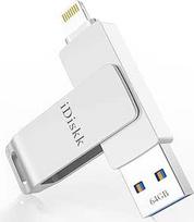 "iDiskk" (MFI) 64GB USB atmintinė, skirta "iPhone" ir "iPad" atminčiai USB atmintinė su "Lightning" jungtimi, suderinama su "iOS" "iPhone XS", "iPhone X", "iPad mini", "iPad air", "Mac" ir kompiuteriais